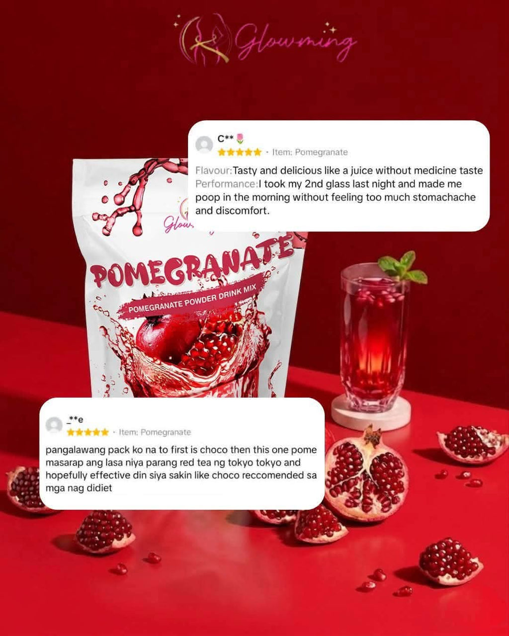 Glowming pomegranate powder drink mix 10sachetsx20g( 200g)