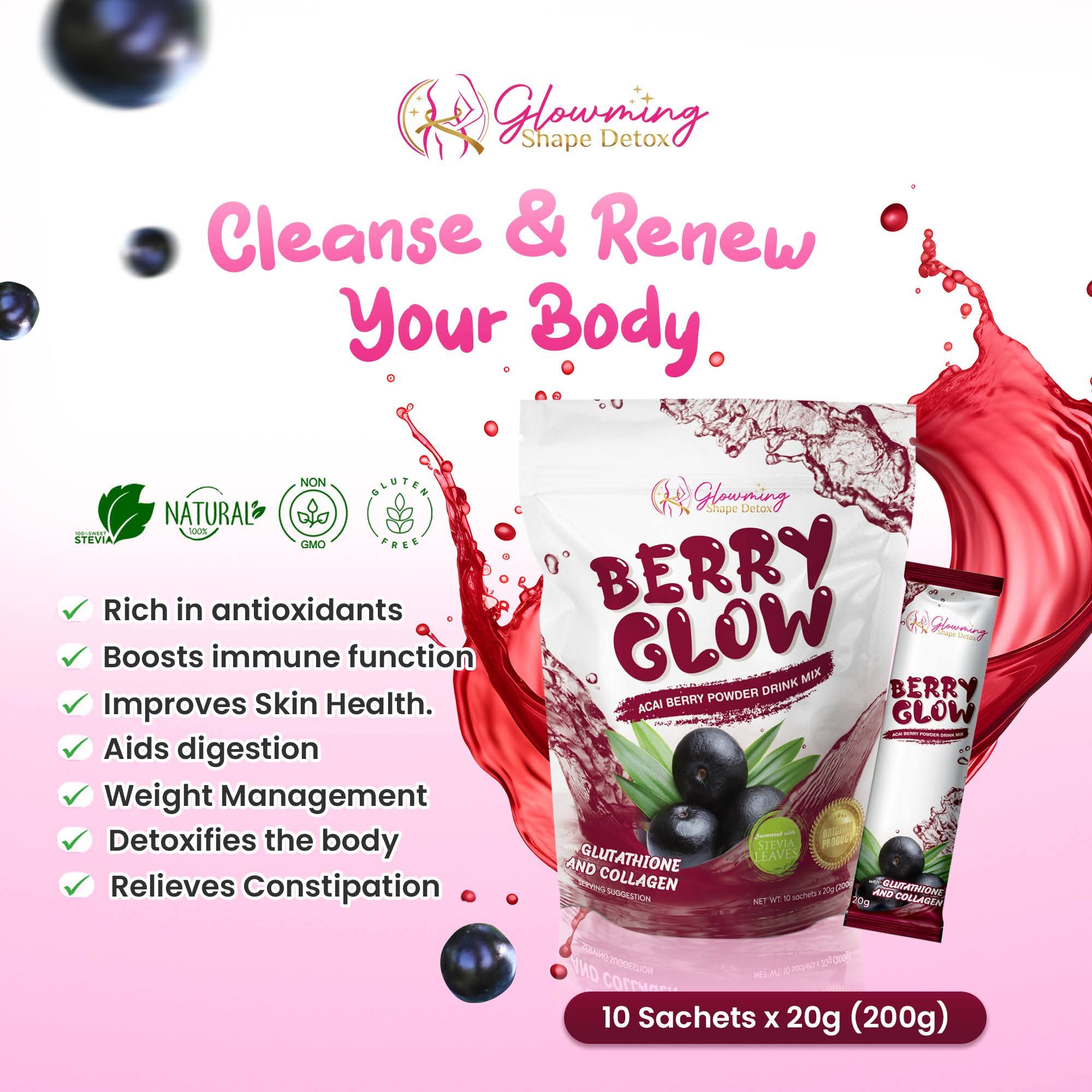 Glowming Berry  glow Berry Powdered drink mix 10sachetsx20g(200g)
