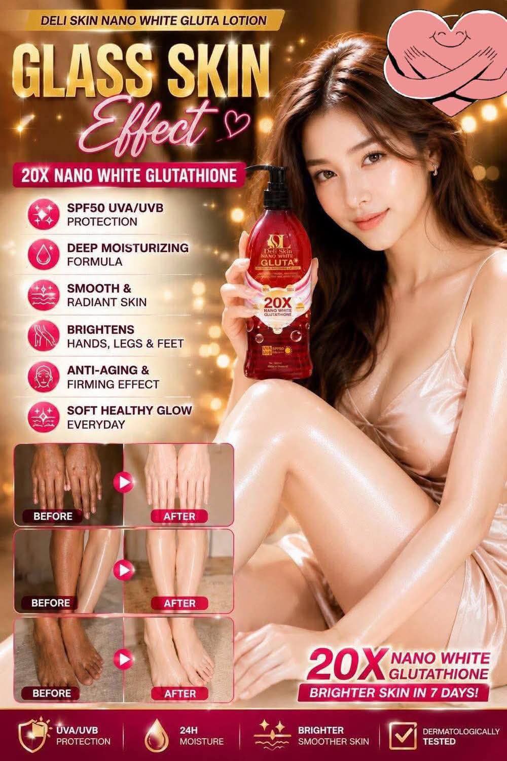 Deli Skin Nano White Gluta Whitening Lotion 500g